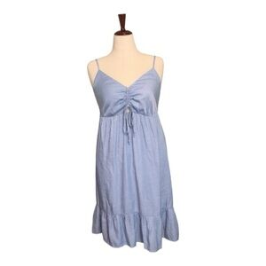 Boho 7 Sleeveless Light Blue Midi Dress Adjustable Straps Lightweight Size Large